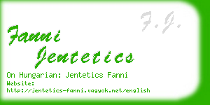 fanni jentetics business card